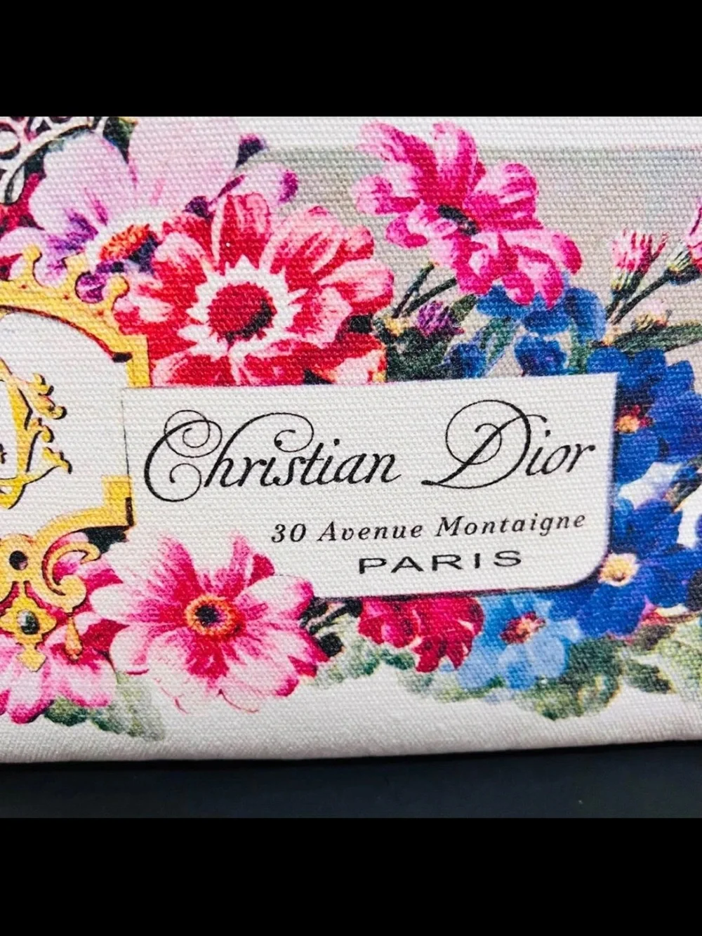 Christian Dior Floral Canvas Pouch - Pink & Blue Floral